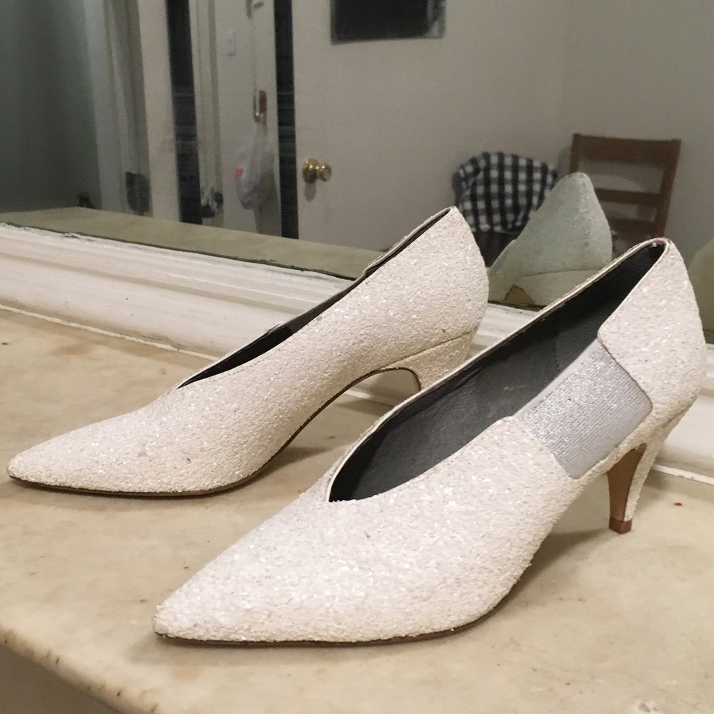 Free People White Glitter Heel 8.5